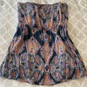 GAP Factory Strapless Dress with Blue and Purple Paisley